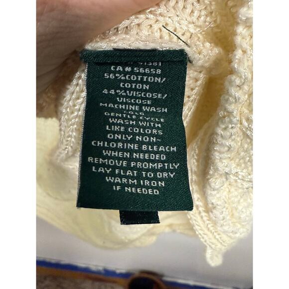 New Ralph Lauren Women's Cream Ribbed Knit Open Front Cardigan Size Small (S) - Picture 6 of 8